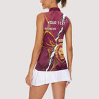 Personalised Lions Football And Broncos Rugby Women Sleeveless Polo Shirt Sporty Version