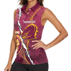 Personalised Lions Football And Broncos Rugby Women Sleeveless Polo Shirt Sporty Version