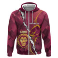Personalised Lions Football And Broncos Rugby Zip Hoodie Sporty Version