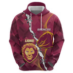 Personalised Lions Football And Broncos Rugby Zip Hoodie Sporty Version