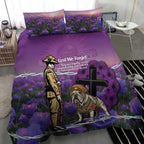Australia Dog Heroes ANZAC Bedding Set Remembering All Animals In War Purple Poppies