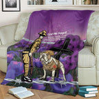 Australia Dog Heroes ANZAC Blanket Remembering All Animals In War Purple Poppies