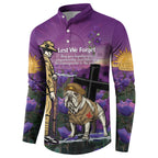 Australia Dog Heroes ANZAC Button Sweatshirt Remembering All Animals In War Purple Poppies