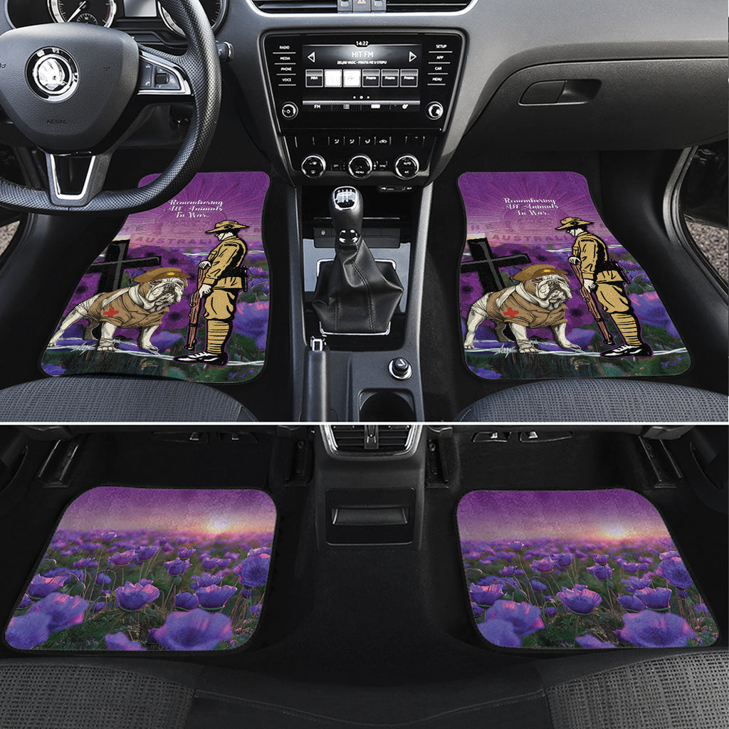 Australia Dog Heroes ANZAC Car Mats Remembering All Animals In War Purple Poppies