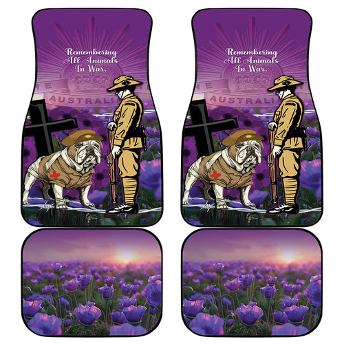 Australia Dog Heroes ANZAC Car Mats Remembering All Animals In War Purple Poppies