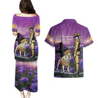 Australia Dog Heroes ANZAC Couples Matching Puletasi and Hawaiian Shirt Remembering All Animals In War Purple Poppies