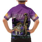 Australia Dog Heroes ANZAC Family Matching Mermaid Dress and Hawaiian Shirt Remembering All Animals In War Purple Poppies