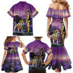 Australia Dog Heroes ANZAC Family Matching Mermaid Dress and Hawaiian Shirt Remembering All Animals In War Purple Poppies