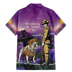 Australia Dog Heroes ANZAC Family Matching Mermaid Dress and Hawaiian Shirt Remembering All Animals In War Purple Poppies