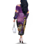 Australia Dog Heroes ANZAC Family Matching Off The Shoulder Long Sleeve Dress and Hawaiian Shirt Remembering All Animals In War Purple Poppies