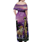 Australia Dog Heroes ANZAC Family Matching Off Shoulder Maxi Dress and Hawaiian Shirt Remembering All Animals In War Purple Poppies