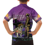 Australia Dog Heroes ANZAC Family Matching Puletasi and Hawaiian Shirt Remembering All Animals In War Purple Poppies