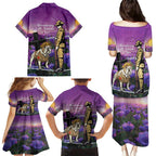 Australia Dog Heroes ANZAC Family Matching Puletasi and Hawaiian Shirt Remembering All Animals In War Purple Poppies