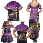 Australia Dog Heroes ANZAC Family Matching Summer Maxi Dress and Hawaiian Shirt Remembering All Animals In War Purple Poppies