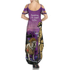 Australia Dog Heroes ANZAC Family Matching Summer Maxi Dress and Hawaiian Shirt Remembering All Animals In War Purple Poppies