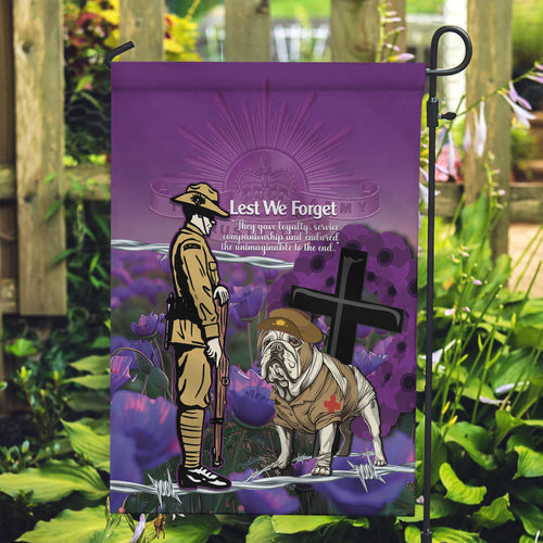 Australia Dog Heroes ANZAC Garden Flag Remembering All Animals In War Purple Poppies
