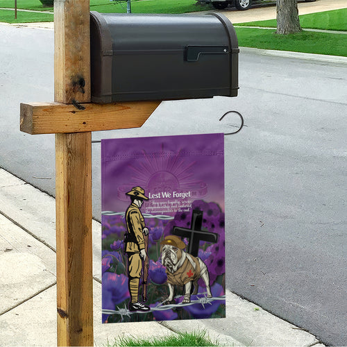 Australia Dog Heroes ANZAC Garden Flag Remembering All Animals In War Purple Poppies