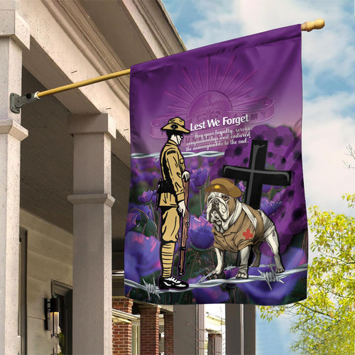 Australia Dog Heroes ANZAC Garden Flag Remembering All Animals In War Purple Poppies