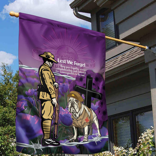Australia Dog Heroes ANZAC Garden Flag Remembering All Animals In War Purple Poppies