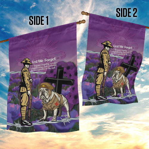 Australia Dog Heroes ANZAC Garden Flag Remembering All Animals In War Purple Poppies