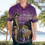 Australia Dog Heroes ANZAC Hawaiian Shirt Remembering All Animals In War Purple Poppies