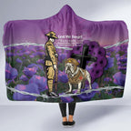 Australia Dog Heroes ANZAC Hooded Blanket Remembering All Animals In War Purple Poppies