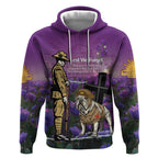 Australia Dog Heroes ANZAC Hoodie Remembering All Animals In War Purple Poppies