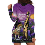 Australia Dog Heroes ANZAC Hoodie Dress Remembering All Animals In War Purple Poppies