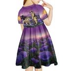 Australia Dog Heroes ANZAC Kid Short Sleeve Dress Remembering All Animals In War Purple Poppies