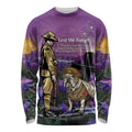 Australia Dog Heroes ANZAC Long Sleeve Shirt Remembering All Animals In War Purple Poppies