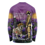 Australia Dog Heroes ANZAC Long Sleeve Shirt Remembering All Animals In War Purple Poppies