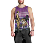 Australia Dog Heroes ANZAC Men Tank Top Remembering All Animals In War Purple Poppies
