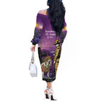 Australia Dog Heroes ANZAC Off The Shoulder Long Sleeve Dress Remembering All Animals In War Purple Poppies