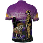Australia Dog Heroes ANZAC Polo Shirt Remembering All Animals In War Purple Poppies