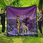 Australia Dog Heroes ANZAC Quilt Remembering All Animals In War Purple Poppies