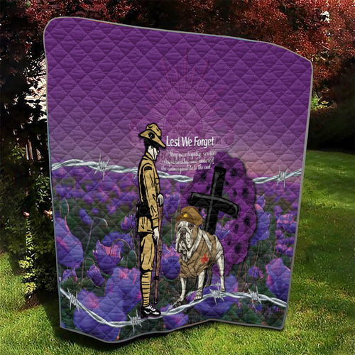 Australia Dog Heroes ANZAC Quilt Remembering All Animals In War Purple Poppies