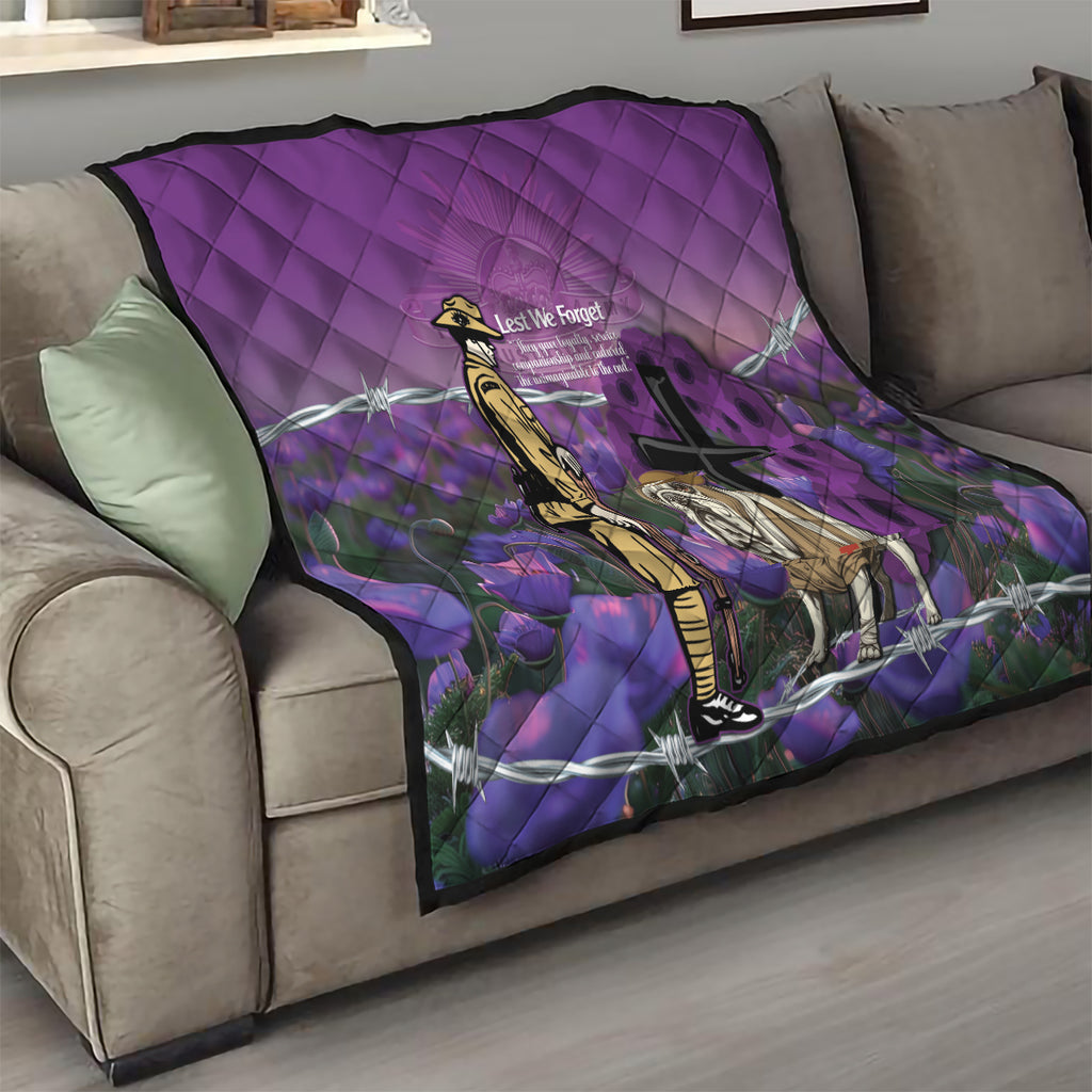 Australia Dog Heroes ANZAC Quilt Remembering All Animals In War Purple Poppies
