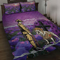 Australia Dog Heroes ANZAC Quilt Bed Set Remembering All Animals In War Purple Poppies