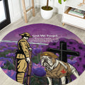 Australia Dog Heroes ANZAC Round Carpet Remembering All Animals In War Purple Poppies