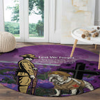 Australia Dog Heroes ANZAC Round Carpet Remembering All Animals In War Purple Poppies