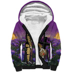 Australia Dog Heroes ANZAC Sherpa Hoodie Remembering All Animals In War Purple Poppies