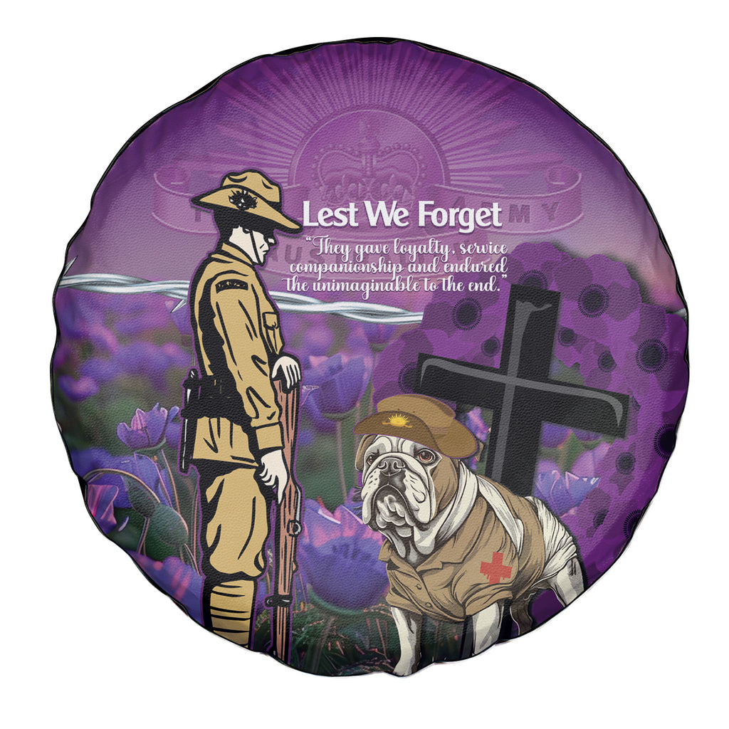 Australia Dog Heroes ANZAC Spare Tire Cover Remembering All Animals In War Purple Poppies