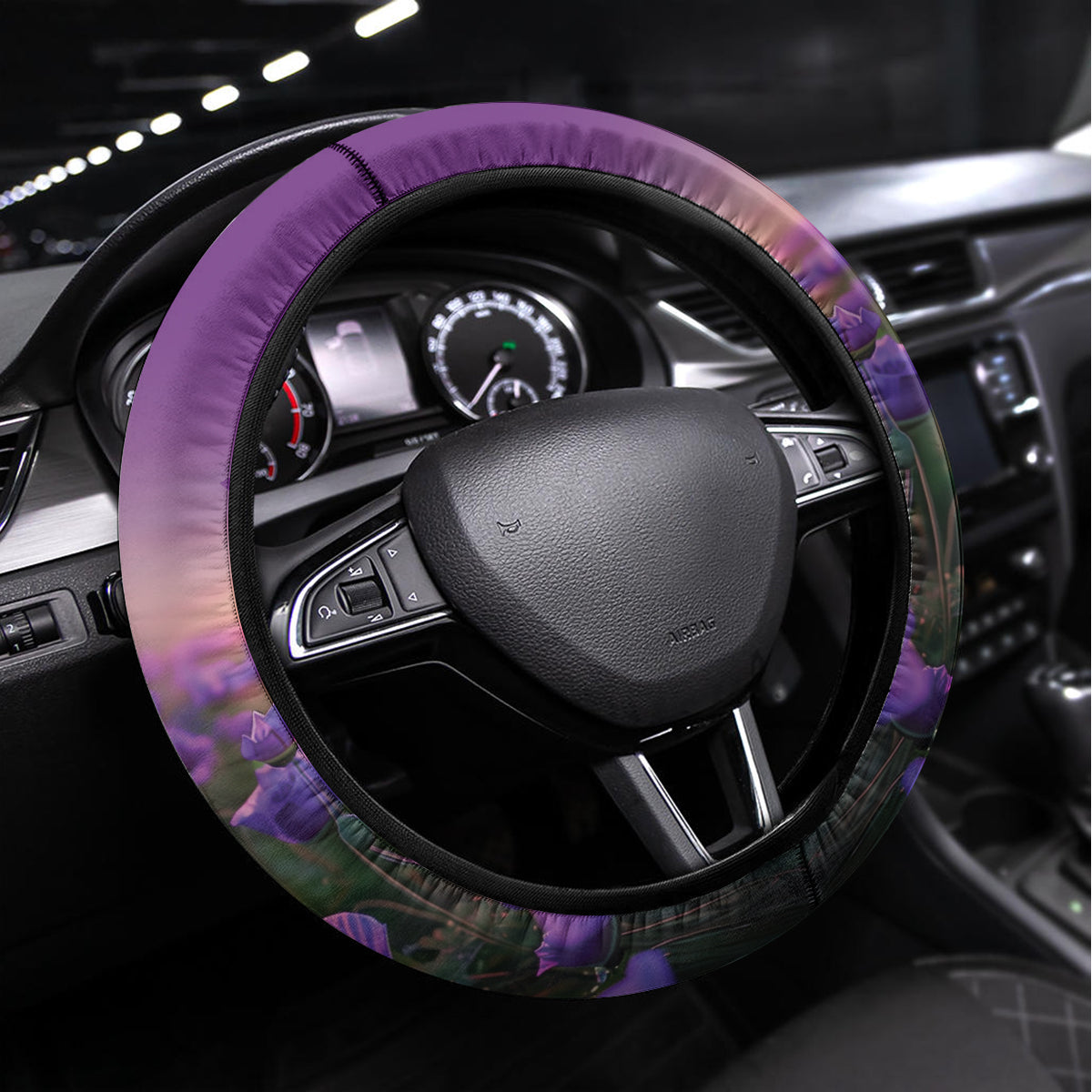 Australia Dog Heroes ANZAC Steering Wheel Cover Remembering All Animals In War Purple Poppies