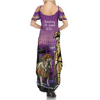 Australia Dog Heroes ANZAC Summer Maxi Dress Remembering All Animals In War Purple Poppies