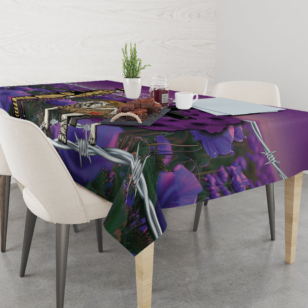 Australia Dog Heroes ANZAC Tablecloth Remembering All Animals In War Purple Poppies