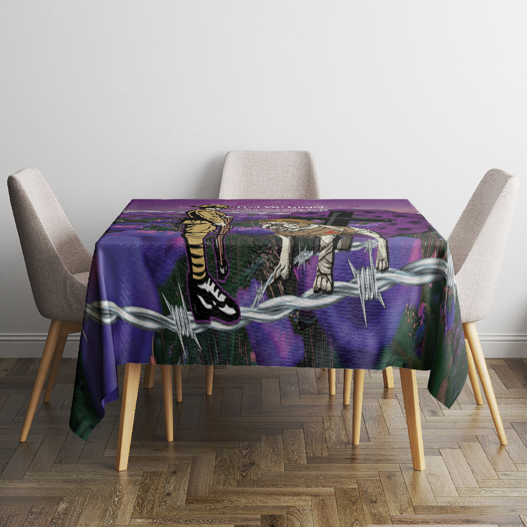 Australia Dog Heroes ANZAC Tablecloth Remembering All Animals In War Purple Poppies
