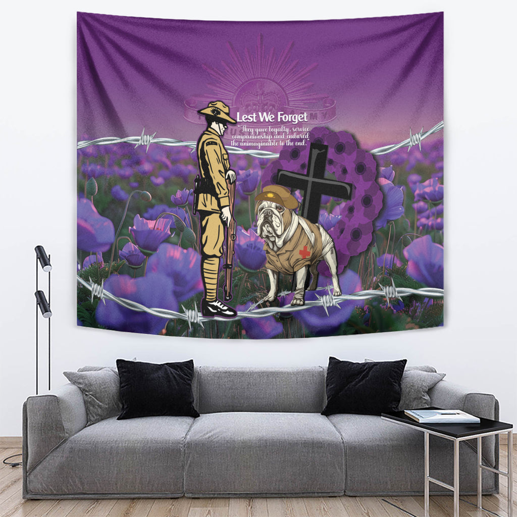 Australia Dog Heroes ANZAC Tapestry Remembering All Animals In War Purple Poppies