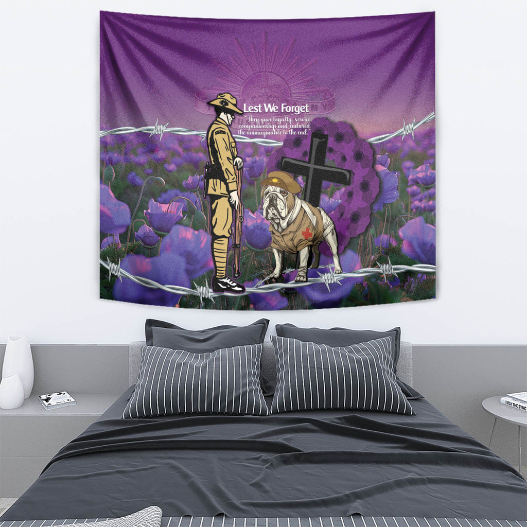 Australia Dog Heroes ANZAC Tapestry Remembering All Animals In War Purple Poppies