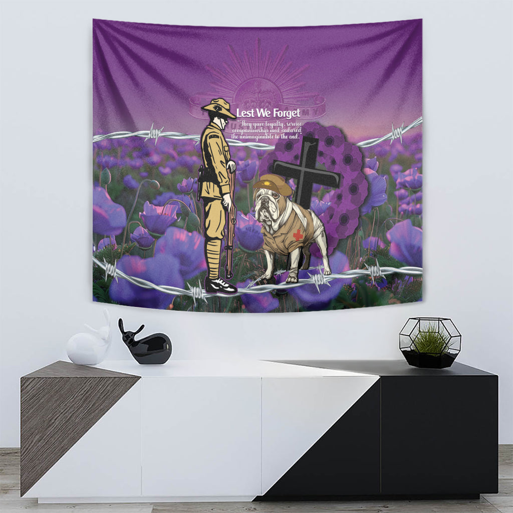 Australia Dog Heroes ANZAC Tapestry Remembering All Animals In War Purple Poppies