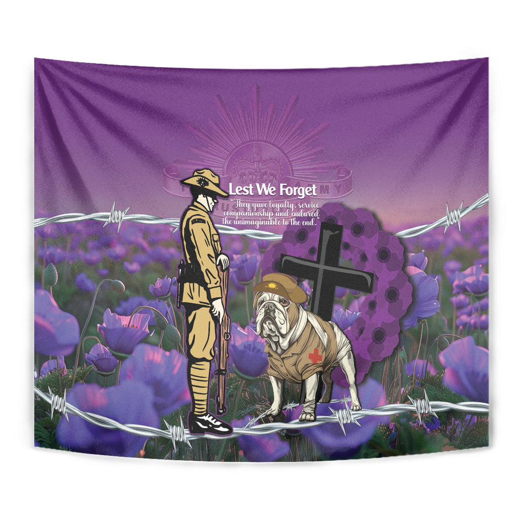 Australia Dog Heroes ANZAC Tapestry Remembering All Animals In War Purple Poppies